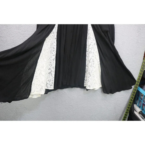 Umgee Black & Ivory Lace Semi-Sheer A-Line Dress-Size XL-Asymmetrical Hemline - Picture 5 of 9